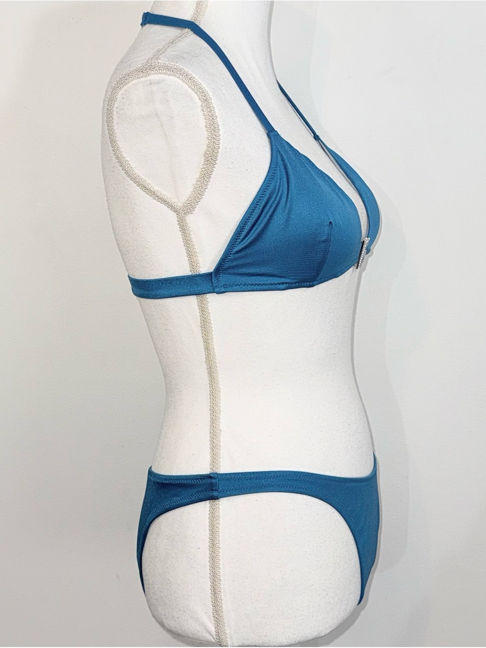 Victoria’s Secret Blue Rhinestone VS Logo Bikini Set Size Medium - Picture 3 of 15
